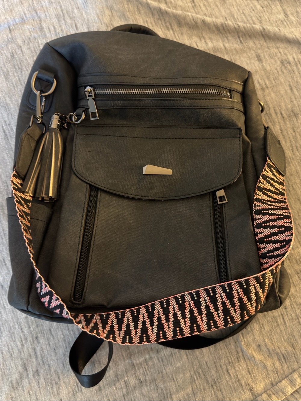 Faux leather backpack